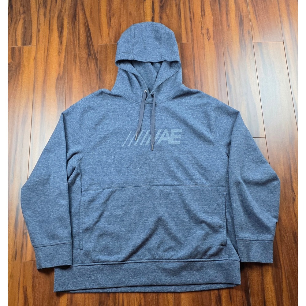 American Eagle Mens XXL Blue Heathered AE Graphic Hoodie Active Sweatshirt